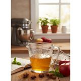 MHT Retro Cam Ölçü Kabı - 1000 ml Isıya Dayanıklı Kabartma Desenli Sürahi - Şeffaf