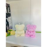 Mhyssa Naturals Güllü Kalpli Ayıcık Mum / Rose Teddybear Candle With Heart - Beyaz