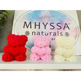 Mhyssa Naturals Güllü Kalpli Ayıcık Mum / Rose Teddybear Candle With Heart - Kırmızı