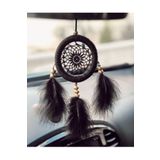 Mi-ÇA HOME Siyah El Yapımı Araba Süsü Rüya Kapanı | Düş Kapanı | Dikiz Ayna Süsü | Dreamcatcher | 9 Cm