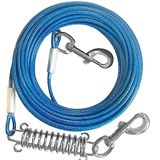 Mi Metty Bağlama Kablosu, 10/20/50/100FT Dayanıklı Yaylı Paslanma Korumalı Köpek Koşucu Kablosu, Eğitim İpi Yansıtıcı Eğitim Koşucusu, Bahçe Dış Mekan ve Kamp için Köpek Tasma Koşu Bandı (Mavi, 20 FT)