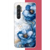 Mi Note 10 Lite Uyumlu Mavi Çiçek 3 Baskılı Silikon Kılıf