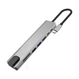 MI7A 8 In 1 Ethernet Sd USB Type C Hub Hdmı Girişli Macbook Çevirici - Gri