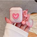 Mi7a Airpods 2.nesil Uyumlu Simli Pembe Kalp Tasarımlı Love Kılıf
