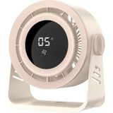Mi7a Dijital Ekranlı Masaüstü Mini Fan (5 Kademeli Turbo Vantilatör) - Krem