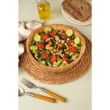Mia - 23 cm Bambu İkeanatural Salata Kasesi, Sunum Kasesi, Dekoratif Kase, İskandinav Kase