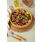 Mia - 24 cm Bambu İkeanatural Salata Kasesi, Sunum Kasesi, Dekoratif Kase, İskandinav Kase