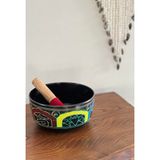 Mia 3 Renk Motifli Tibet Meditasyon Çanağı/meditasyon Kasesi (Singing Bowl) - 19 cm Çap