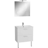 Mia 66100 Banyo Dolabı Seti Çekmeceli, Ayaklı, 70 Cm, Parlak Beyaz