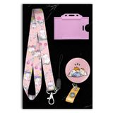 Mia Aurora Unicorn Kedi Pembe Kawaii Desen Yoyo Yatay Kartlık Boyun Askı İpi Set 3SETY