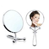 Mia Ayna 10x/1x Büyütme, Çift Taraflı Katlanır Makyaj Aynası, 3'ü 1 Arada Elde Taşınır + Masa + Duvar, Gümüş Cilalı Krom Kaplama, 29,5 cm L, Kadınlar, Saç Stilistleri, Kozmetologlar, Seyahat için