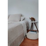 Mia Home&baby Battal Boy Yatak Örtüsü - Pike 4 Kat Müslin %100 Pamuk Saçaklı Çift Renk Bej/ekru