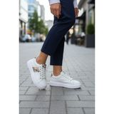 Mia Marya Yılan Desenli Kadın Sneaker – Ortopedik Platform Kalın Taban Spor Ayakkabı - Beyaz