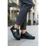 Mia Marya Yılan Desenli Kadın Sneaker – Ortopedik Platform Kalın Taban Spor Ayakkabı - Siyah