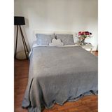 Mia Mina Home & Baby Battal Boy Antrasit - Ekru 4 Kat Muslin %100 Pamuk Yatak Örtüsü - Pike - 240 x 260 cm - Antrasit - Gri