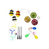 mia Nostalji Eğitici Oyuncaklar - 3'er Adet Ufo Fırıldak, Plastik Topaç, Ufo Fırfır, Su Yüzüğü Nostalji