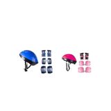 mia Pembe Bisiklet Scooter Kask Dizlik Seti + Mavi Bisiklet Scooter Kask Dizlik Seti Koruyucu Ekipman