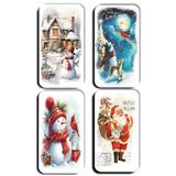 Mia Pera 4 lü Simli Magnet Yılbaşı Yeniyıl Noel Bbaba Kardan Adam Çam Ağacı Manzara Hediye Magnetler (5,5 x 11 cm)