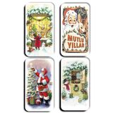 Mia Pera 4 lü Simli Yılbaşı Magnet Noel Baba Kardan Adam Hediye Magnet (5,5 x 11 cm)