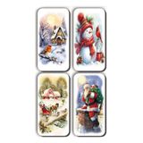 Mia Pera 4 lü Simli Yılbaşı Noel Kardan Adam Çam Ağacı Hediye Magnet (5,5 x 11 cm)