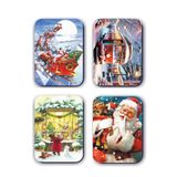 Mia Pera 4 lü Simli Yılbaşı Noel Kardan Adam Çam Ağacı Hediye Magnet (5,5 x 8 cm)