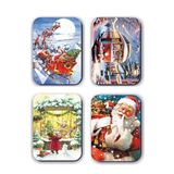 Mia Pera 4 lü Simli Yılbaşı Noel Kardan Adam Çam Ağacı Yeniyıl Hediye Magnet (5,5 x 8 cm)