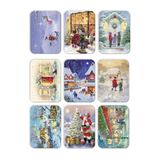 Mia Pera 9 lu Simli Yılbaşı Kartpostal Seti Yeni yıl Noel Baba Kardan Adam Kış Manzara Yılbaşı Nostalji