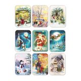 Mia Pera 9 lu Simli Yılbaşı Kartpostal Seti Yeniyıl 9 Lu Kardan Adam Noel Baba Nostalji