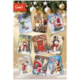 Mia Pera 9lu Simli Yılbaşı Kartpostal Seti Yeni Yıl Noel Baba Kardan Adam Kış Manzara Nostalji