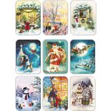 Mia Pera 9lu Simli Yılbaşı Kartpostal Seti Yeniyıl 9 Lu Kardan Adam Noel Baba Nostalji