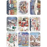 Mia Pera 9'lu Simli Yılbaşı Kartpostal Seti Yeniyıl Manzara Kardan Adam Nostalji