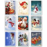 Mia Pera 9lu Simli Yılbaşı Kartpostal Seti Yeniyıl Postcard Christmas Noel Kardan Adam Noel Baba Nostalji