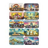 Mia Pera İstanbul Simli 10 lu Magnet Sultan Ahmet Ayasofya Kız Kulesi Galata Taksim Tramvay (5,5 x 11 cm)