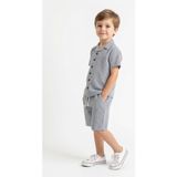 MiaBaby Bürümcük Gömlek Şort 2li Takım - 6 - 7 Yaş - Indigo