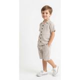 MiaBaby Bürümcük Gömlek Şort 2li Takım - 7 - 8 Yaş - Bej