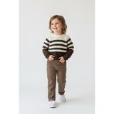 MiaBaby Çizgili Triko Kazak Pantolon Takım - Kahve - 5 - 6 Yaş