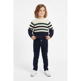 MiaBaby Çizgili Triko Kazak Pantolon Takım - Lacivert - 7 - 8 Yaş