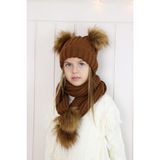 MiaBaby Çocuk ve Bebek Atkı Bere Takımı 1-8 Yaş - Standart - Taba