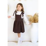 MiaBaby Fitilli Kadife Elbise Ikili Takım - 1 - 2 Yaş - Kahverengi