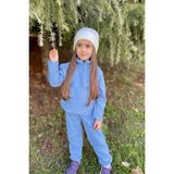 MiaBaby Kışlık Fermuarlı Polar Takım + Triko Bere İndigo Renkli - 1 Yaş