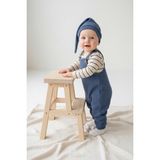 MiaBaby Likralı Gofre Salopet Sweat Bere 3lü Takım - 6 - 9 Ay - Indigo