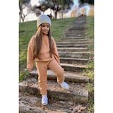 MiaBaby Triko Bere Hediyeli Kışlık Fermuarlı Polar Takım - 1 Yaş - Kahve
