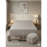 Miabella Home %100 Pamuk Armürlü Çift Kişilik Lastikli Çarşaf Fitted Yumuşak Dokulu Tek Kişilik Lastikli Çarşaf - Gri - 100 x 200