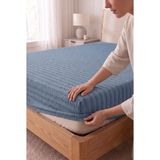 Miabella Home %100 Pamuk Armürlü Çift Kişilik Lastikli Çarşaf Fitted Yumuşak Dokulu Tek Kişilik Lastikli Çarşaf - Lacivert - 100 x 200
