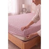 Miabella Home %100 Pamuk Armürlü Çift Kişilik Lastikli Çarşaf Fitted Yumuşak Dokulu Tek Kişilik Lastikli Çarşaf - Pembe - 100 x 200