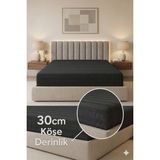 Miabella Home %100 Pamuk Armürlü Çift Kişilik Lastikli Çarşaf Fitted Yumuşak Dokulu Tek Kişilik Lastikli Çarşaf - Siyah - 100 X 200