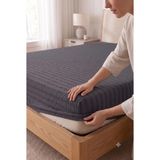 Miabella Home %100 Pamuk Armürlü Çift Kişilik Lastikli Çarşaf Fitted Yumuşak Dokulu Tek Kişilik Lastikli Çarşaf - Siyah - 120 x 200