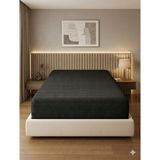Miabella Home %100 Pamuk Armürlü Çift Kişilik Lastikli Çarşaf Fitted Yumuşak Dokulu Tek Kişilik Lastikli Çarşaf - Siyah - 160 X 200