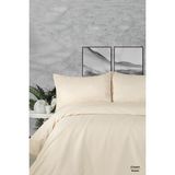 Miabella Home 200x220 cm Krem Çizgili Çift Kişilik Pamuk Saten Otel Tipi Nevresim Seti