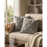 Miabella Home 2'li Yastık Kılıfı Kırlent Kılıfı Koltuk Yastık Kılıfı Yumuşak Dokulu Dekoratif Yastık Kılıfı - Gri - 45 X 45